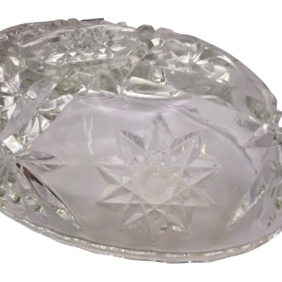Vintage Anchor Hocking EAPG Prescut Star of David Clear Glass Oval Serving Dish - Picture 5 of 8